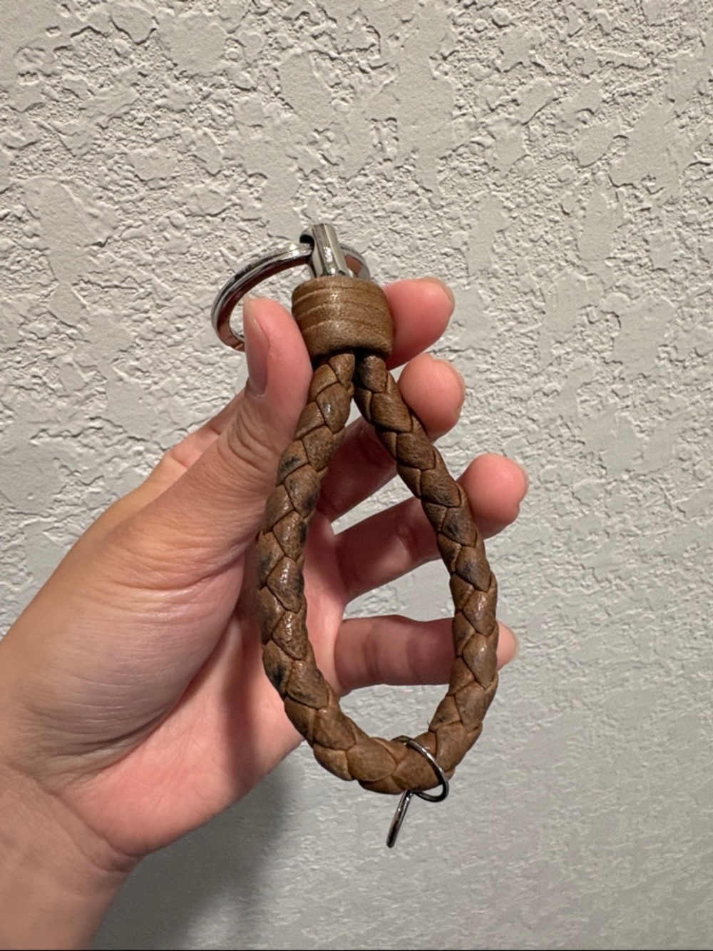 Bottega Veneta Braided Brown Leather Keychain Loop 925 - Picture 4 of 8